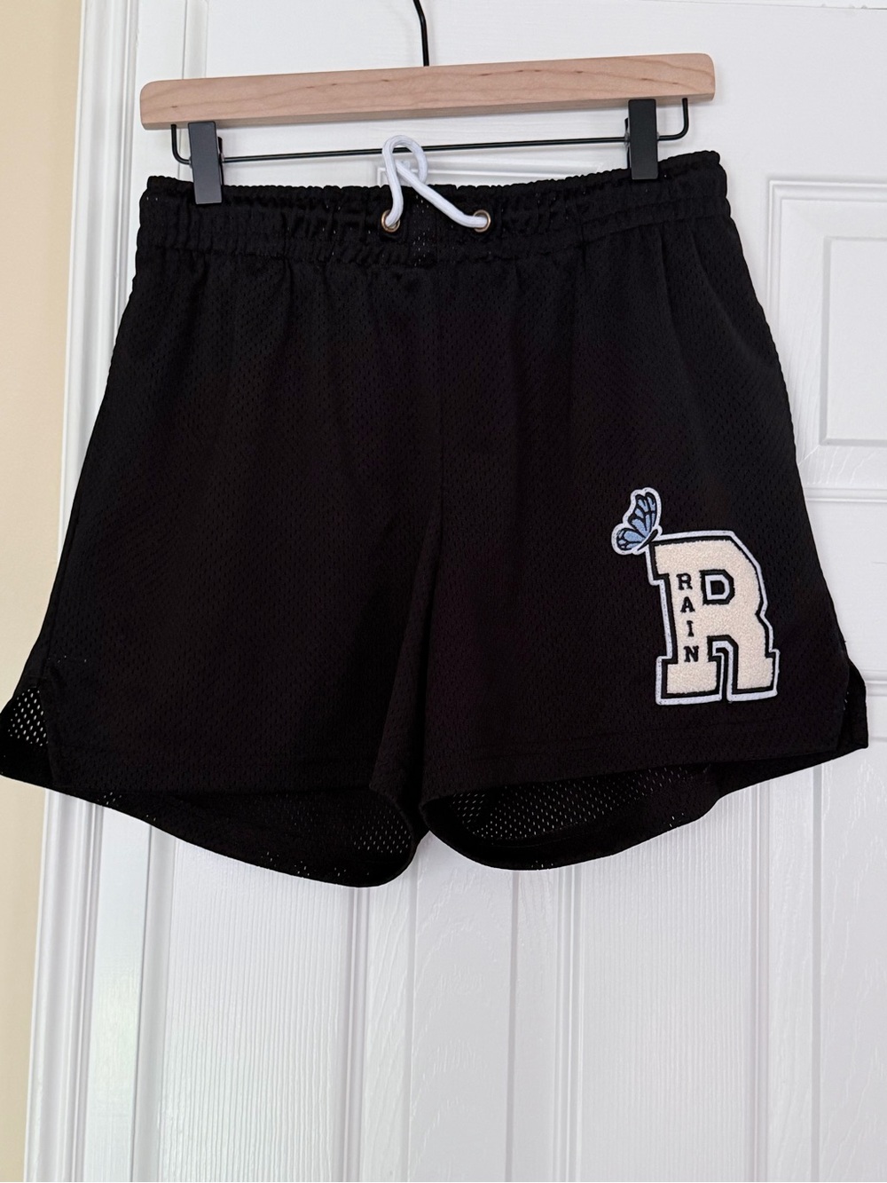 Ryoko Rain Black Mesh Shorts Butterfly R Patch Drawstring Size M